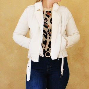 White Jacket with Sherpa detailing inside.